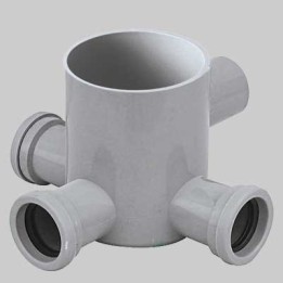 POZZETTO GRIGIO BASSO 3 VIE DM 100 - H 120 Ø 40 Usc. Ø 50