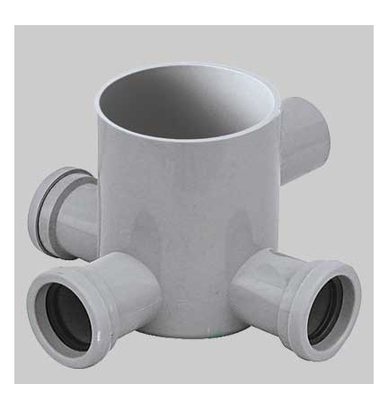 POZZETTO GRIGIO BASSO 3 VIE DM 100 - H 120 Ø 40 Usc. Ø 50