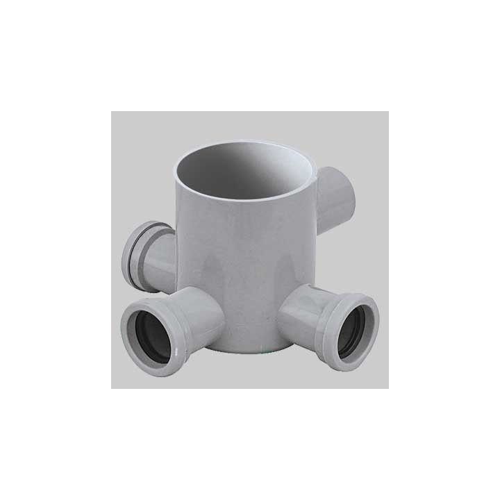 POZZETTO GRIGIO BASSO 3 VIE DM 100 - H 120 Ø 40 Usc. Ø 50