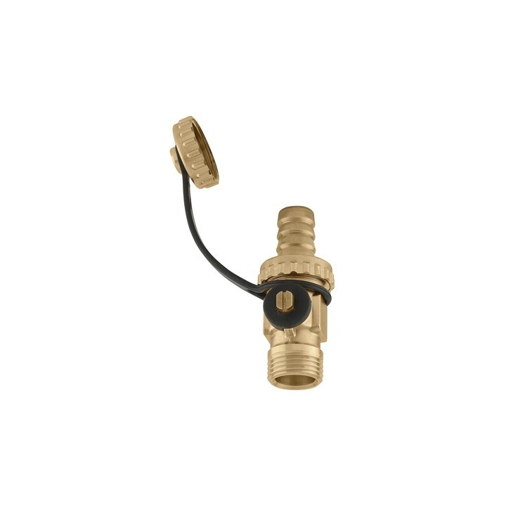 RUBINETTO SCARICO CALDAIA CON PORTAGOMMA E TAPPO 1/2"