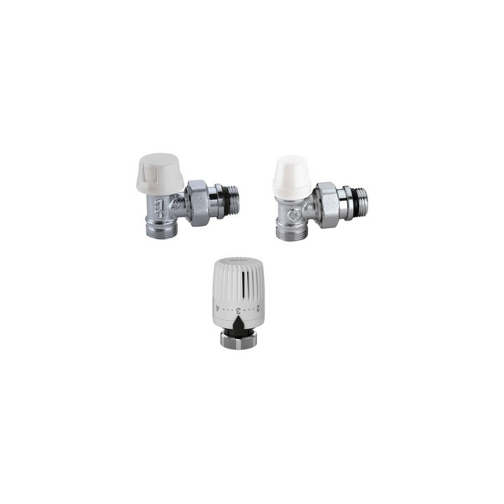 KIT VALVOLA + DETENTORE + COMANDO TERMOSTATICO 3/8" a squadra