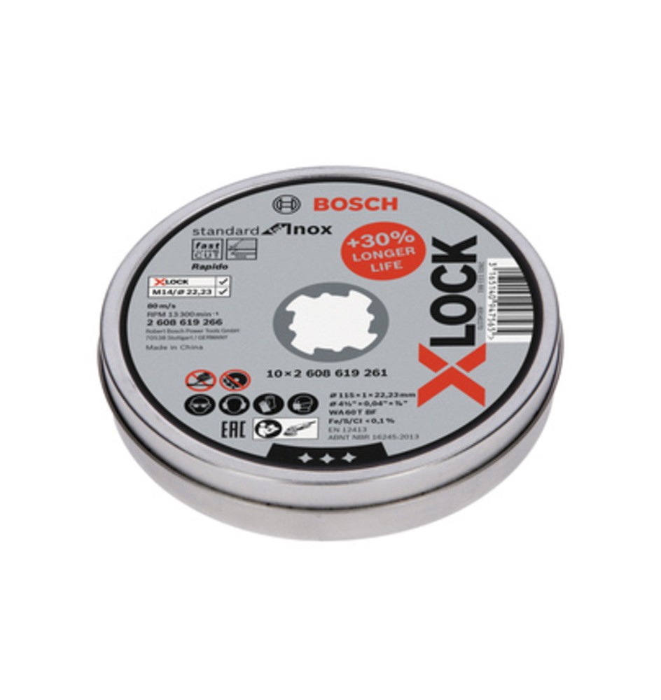 BOSCH-A 10 DISCHI P/INOX XLOCK 115X1,0 MM