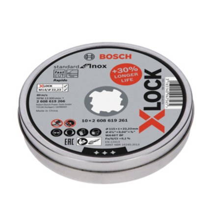BOSCH-A 10 DISCHI P/INOX XLOCK 115X1,0 MM