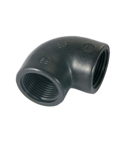 GOMITO A 90° IN PP NERO 3/4"