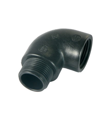 GOMITO A 90° IN PP NERO 1/2"