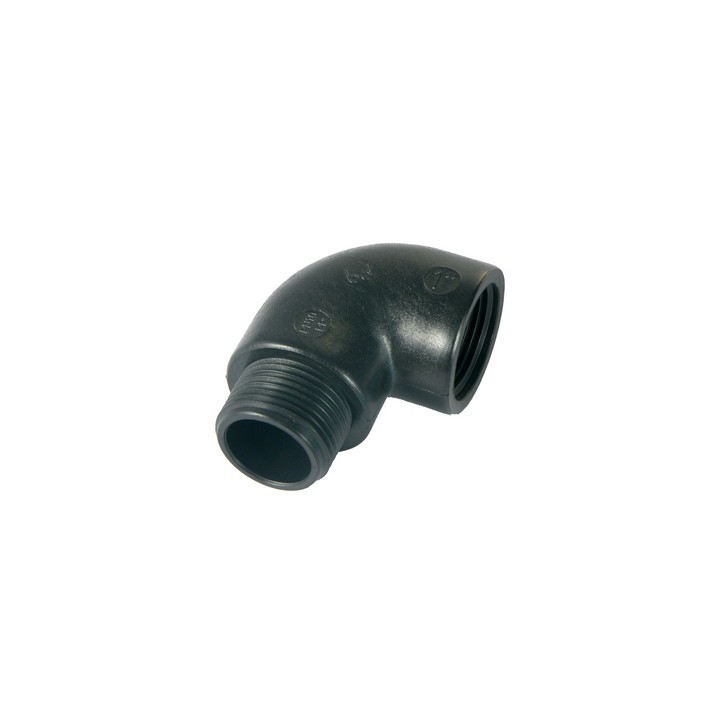 GOMITO A 90° IN PP NERO 1/2"