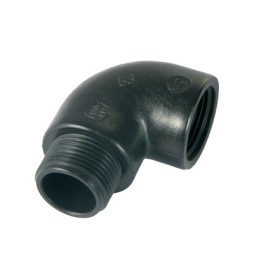 GOMITO A 90° IN PP NERO 3/4"