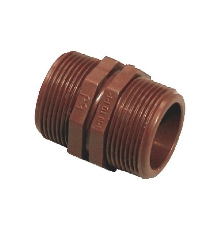 NIPPLE DOPPIO IN PP MARRONE 1"