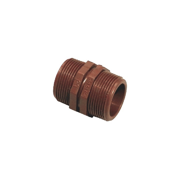 NIPPLE DOPPIO IN PP MARRONE 1"