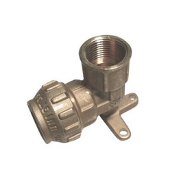 RACCORDO A GOMITO FEMMINA IN OTTONE CON FLANGIA 3/4" x 25