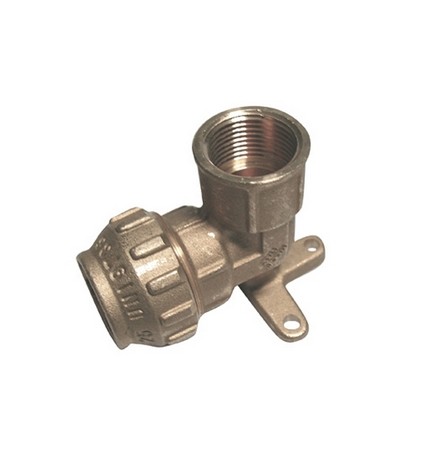 RACCORDO A GOMITO FEMMINA IN OTTONE CON FLANGIA 3/4" x 25