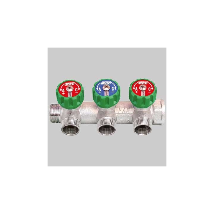 COLLETTORE MULTI FAR 3/4 CON RUBINETTI - 3 Vie - Int.45