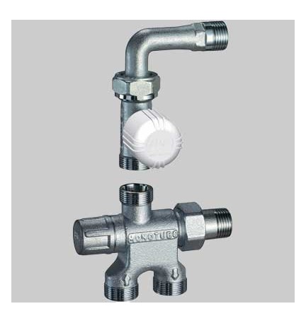 KIT VALVOLA TERMOSTATICA CON DETENTORE MONOTUBO "GRT" - 1/2 - 24x19