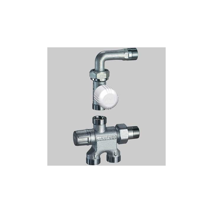 KIT VALVOLA TERMOSTATICA CON DETENTORE MONOTUBO "GRT" - 1/2 - 24x19