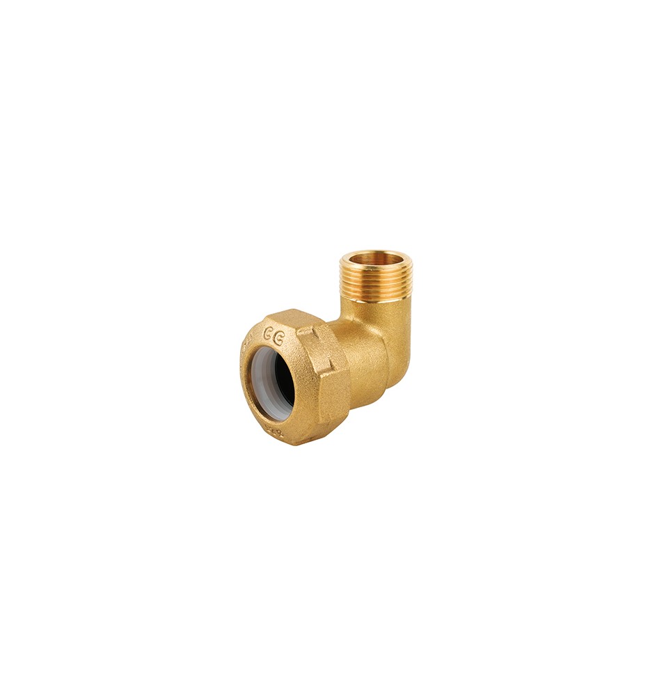 GOMITO MASCHIO IN OTTONE PER TUBO PE 1" x 32