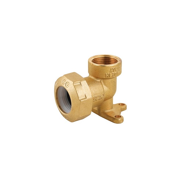 GOMITO FEMMINA CON FLANGIA IN OTTONE PER TUBO PE 3/4x25