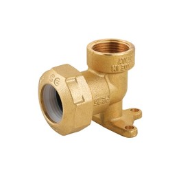 GOMITO FEMMINA CON FLANGIA IN OTTONE PER TUBO PE 1"x32