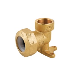 GOMITO FEMMINA CON FLANGIA IN OTTONE PER TUBO PE 1"x32