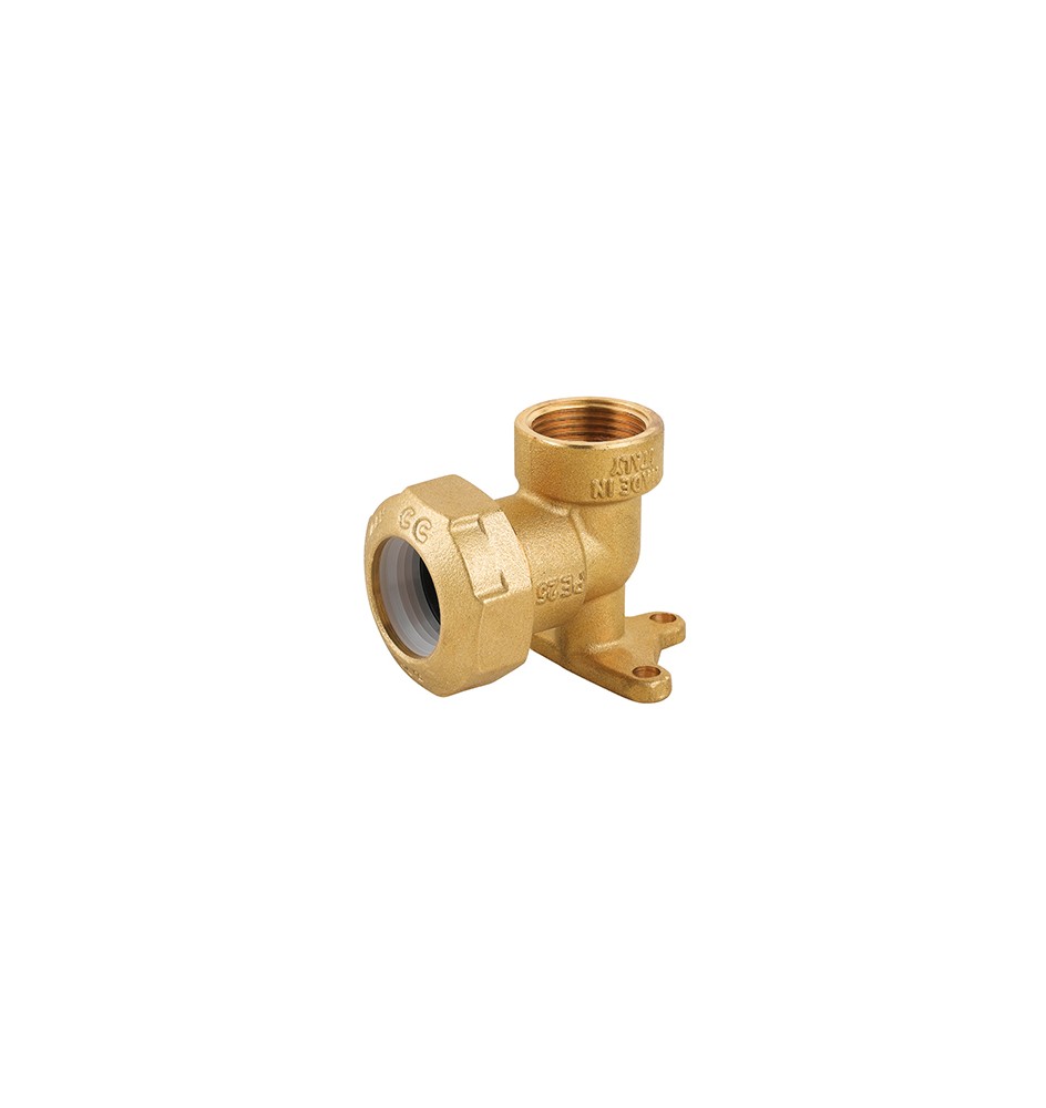 GOMITO FEMMINA CON FLANGIA IN OTTONE PER TUBO PE 3/4x25 -CONF