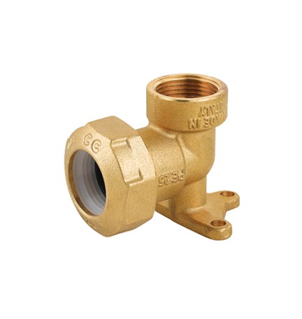 GOMITO FEMMINA CON FLANGIA IN OTTONE PER TUBO PE 3/4x25 -CONF