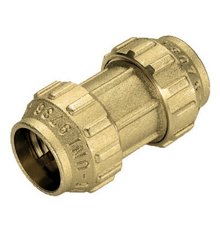 RACCORDO DIRITTO DOPPIO IN OTTONE TIEMME Diam. 25