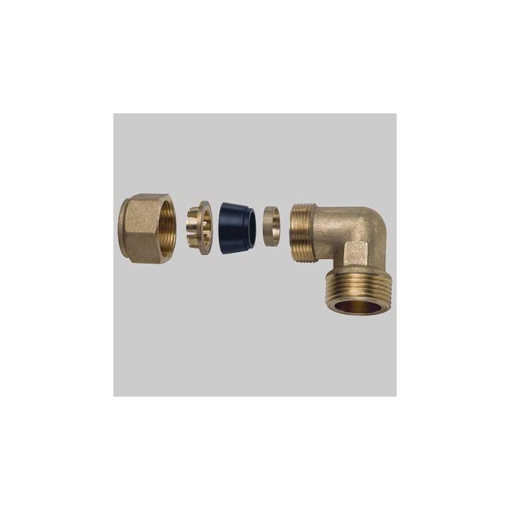 GOMITO MASCHIO CON KIT DI TENUTA PER TUBO RAME - 3/4 x 22
