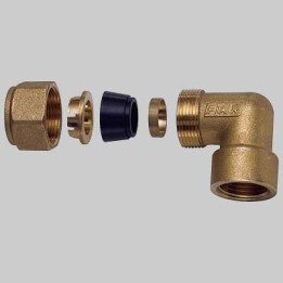 GOMITO FEMMINA CON KIT DI TENUTA PER TUBO RAME - 3/4 x 16