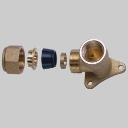 RACCORDO A MURO CON KIT DI TENUTA PER TUBO RAME - 1/2 x 10
