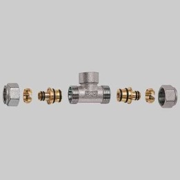 RACCORDO A TEE FEMMINA CON 2 ATTACCHI FAR COMPLETO - 3/4 x 26 x 3