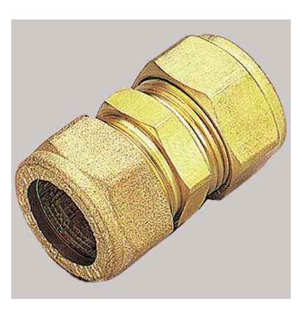 RACCORDO DIRITTO DOPPIO CON OGIVA OTTONE - 10 x 10