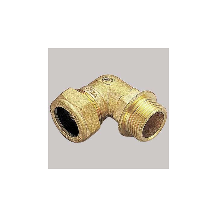 RACCORDO CURVO MASCHIO CON OGIVA OTTONE - 18 x 3/4