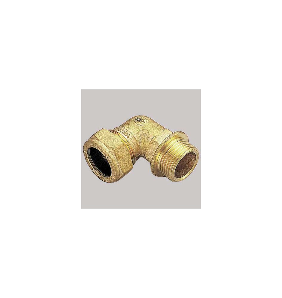 RACCORDO CURVO MASCHIO CON OGIVA OTTONE - 22 x 3/4