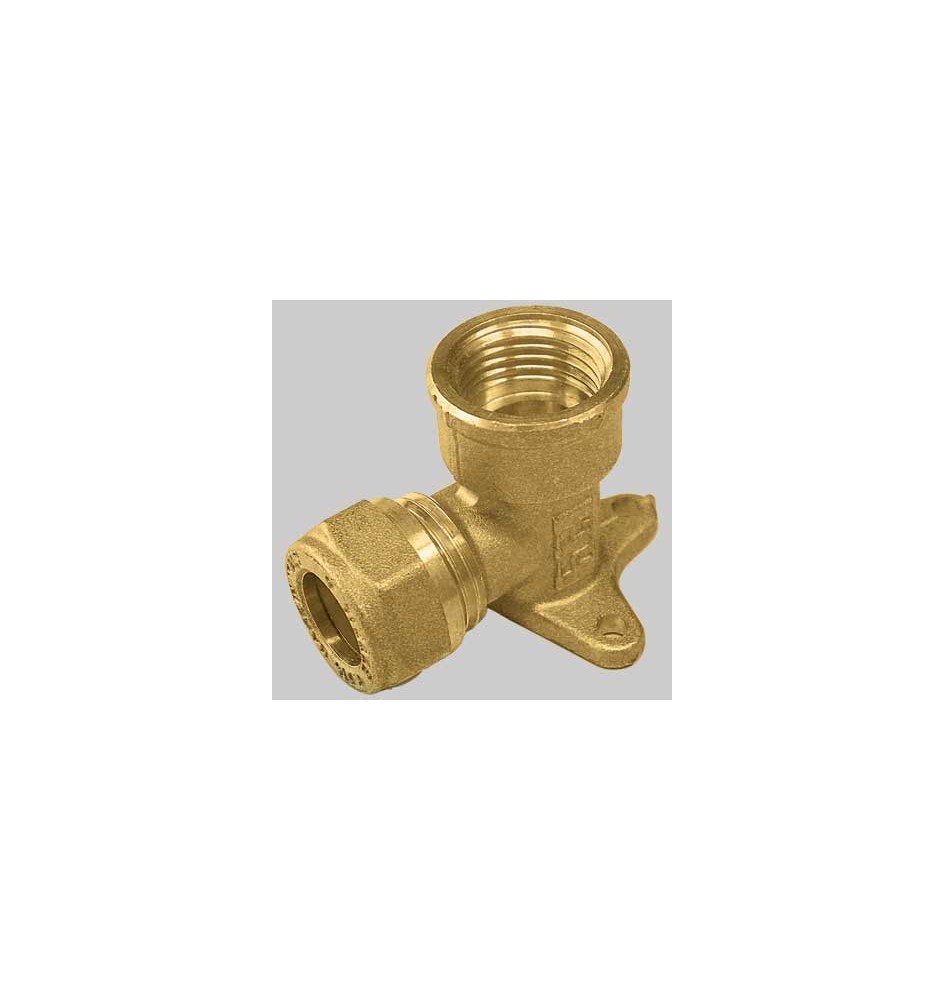 RACCORDO CURVO FEMMINA CON FLANGIA CON OGIVA OTTONE - 14 x 1/2