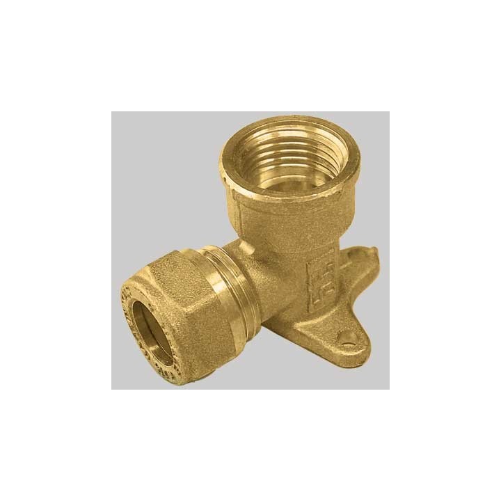 RACCORDO CURVO FEMMINA CON FLANGIA CON OGIVA OTTONE - 14 x 1/2