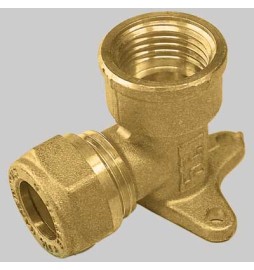 RACCORDO CURVO FEMMINA CON FLANGIA CON OGIVA OTTONE - 16 x 1/2