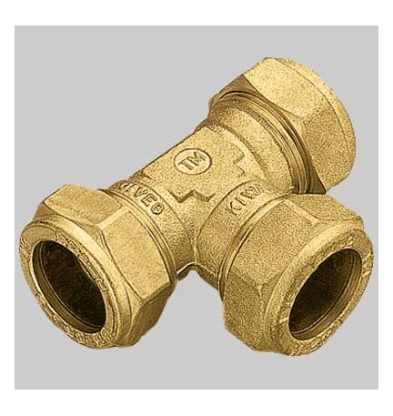RACCORDO A TEE 3 DADI CON OGIVA OTTONE - 16 x 16 x 16