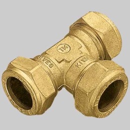 RACCORDO A TEE 3 DADI CON OGIVA OTTONE - 22 x 22 x 22