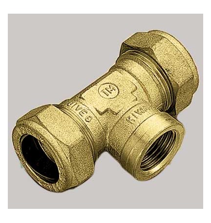 RACCORDO A TEE FEMMINA CON OGIVA OTTONE - 18 x 1/2 x 18