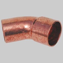 CURVA RAME 45° A SALDARE MASCHIO/FEMMINA - 14 x 14