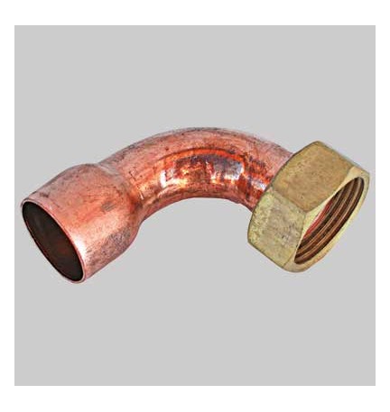 CURVA A 90° A SALDARE FEMMINA- DADO GIREVOLE - 12 x 1/2