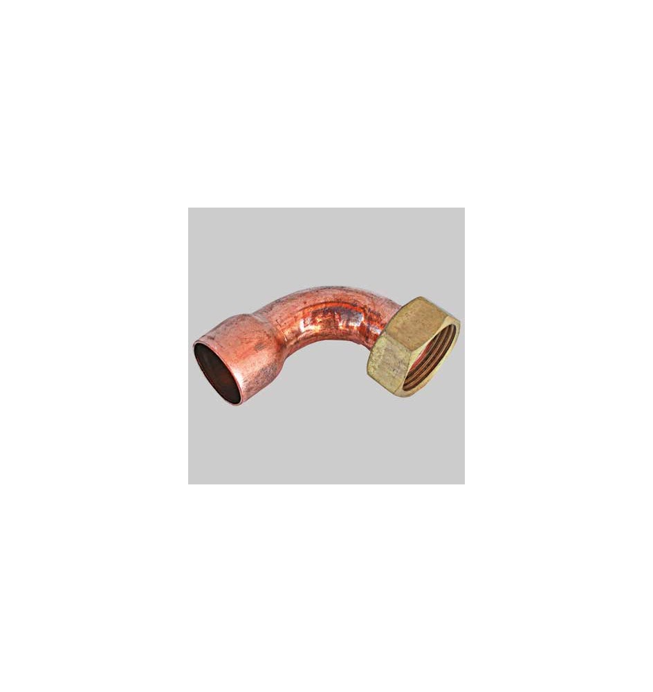 CURVA A 90° A SALDARE FEMMINA- DADO GIREVOLE - 16 x 1/2