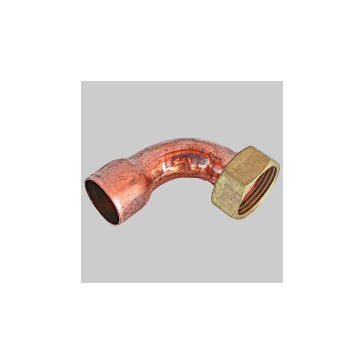 CURVA A 90° A SALDARE FEMMINA- DADO GIREVOLE - 22 x 3/4