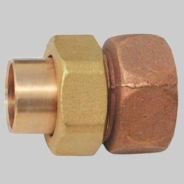 BOCCHETTONE BRONZO DIRITTO 3 PEZZI FILETTATO FEMMINA A SALDARE FEMMINA - 12 x 1/2