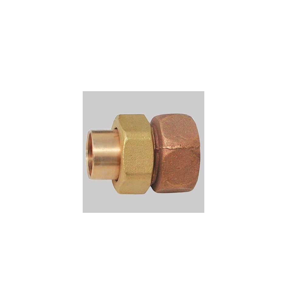 BOCCHETTONE BRONZO DIRITTO 3 PEZZI FILETTATO FEMMINA A SALDARE FEMMINA - 18 x 1/2
