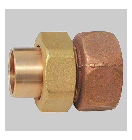 BOCCHETTONE BRONZO DIRITTO 3 PEZZI FILETTATO FEMMINA A SALDARE FEMMINA - 22 x 3/4