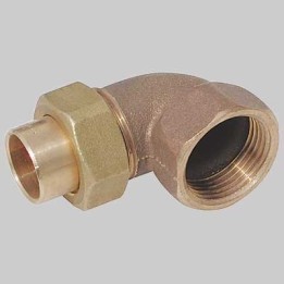 BOCCHETTONE A GOMITO BRONZO A 3 PEZZI FILETTATO FEMMINA A SALDARE FEMMINA - 18 x 1/2