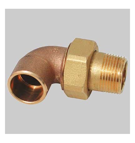 BOCCHETTONE A GOMITO BRONZO A 3 PEZZI FILETTATO MASCHIO A SALDARE FEMMINA - 12 x 1/2