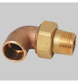 BOCCHETTONE A GOMITO BRONZO A 3 PEZZI FILETTATO MASCHIO A SALDARE FEMMINA - 18 x 1/2