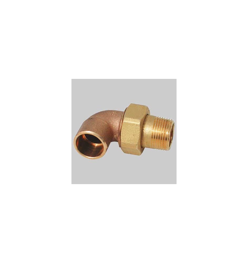 BOCCHETTONE A GOMITO BRONZO A 3 PEZZI FILETTATO MASCHIO A SALDARE FEMMINA - 18 x 1/2