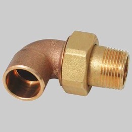 BOCCHETTONE A GOMITO BRONZO A 3 PEZZI FILETTATO MASCHIO A SALDARE FEMMINA - 22 x 3/4